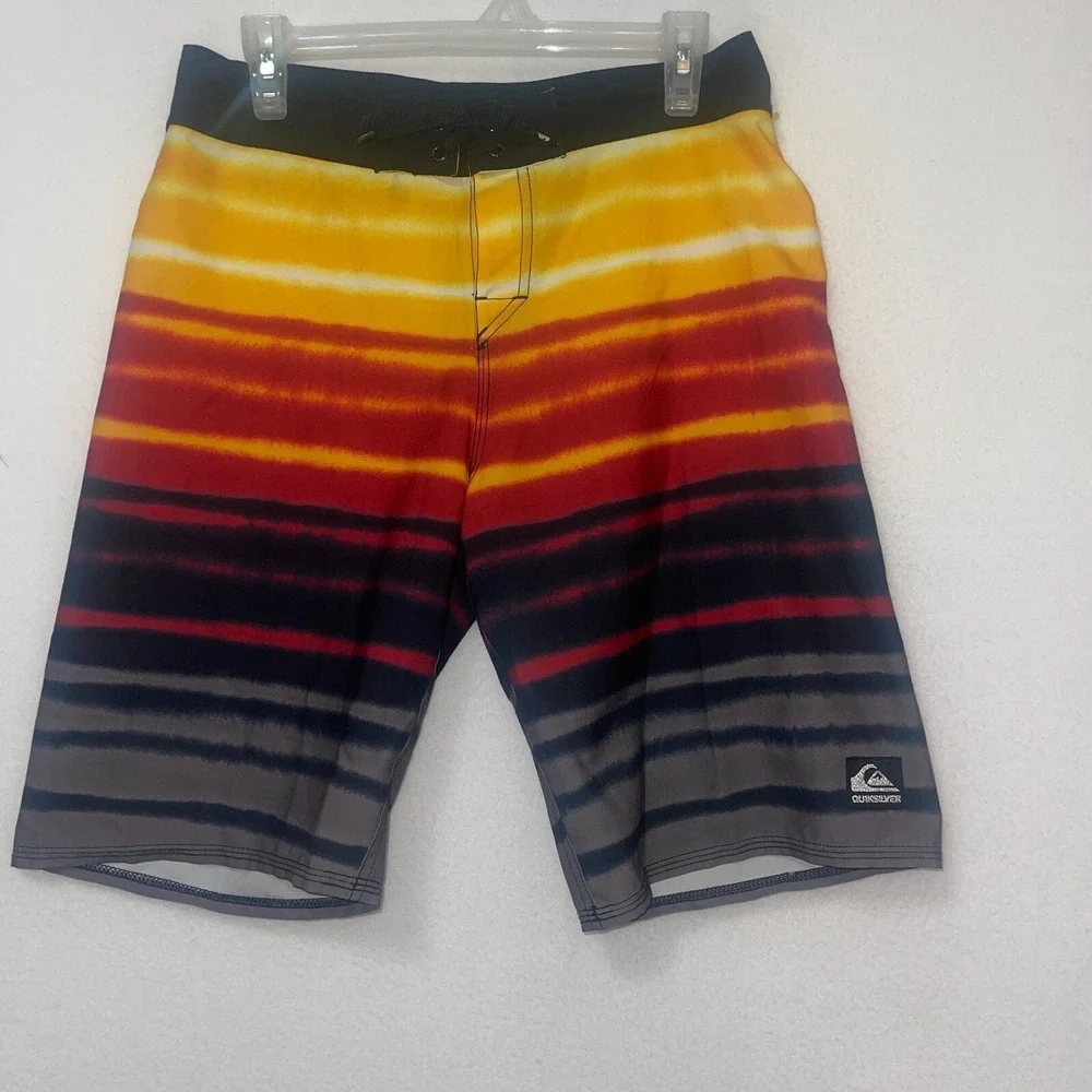 Quicksilver Swim Board Shorts Trunks Orange and‎ Red Men's 30